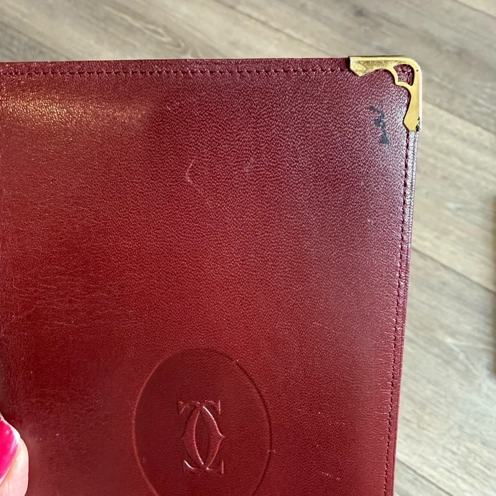 Cartier Burgundy Unisex Long Leather Bifold Wallet